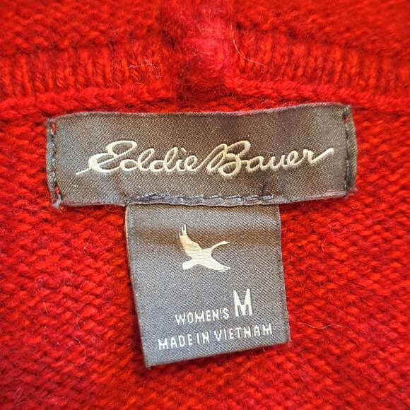 Eddie Bauer Red Funnel Neck Pullover Sweater Christmas Wool Blend Size Medium - Picture 5 of 6